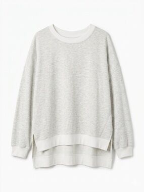 FOUND Made in LA Women's Lightweight Grey + White High-Low Sweatshirt